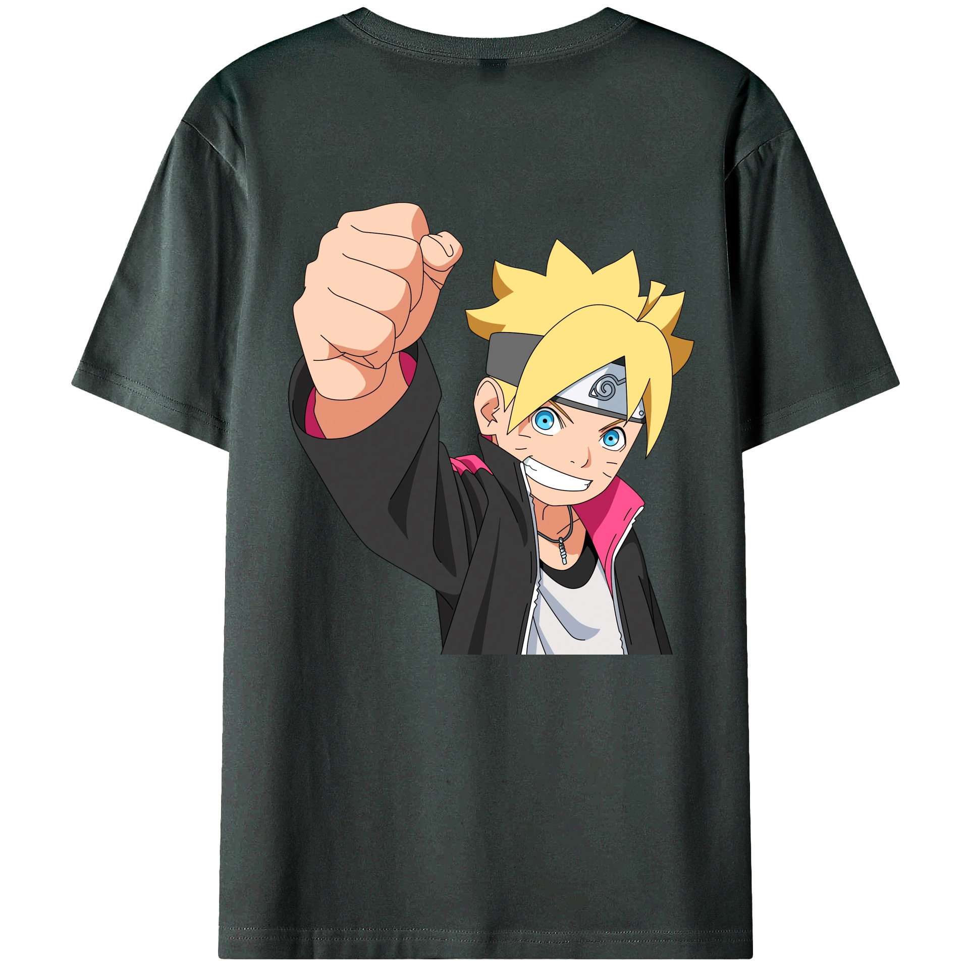 （画像用） NARUTO -ナルト- うずまき ボルト Uzumaki Boruto 綿100％ メンズ半袖Tシャツ（バックプリント） 通気性